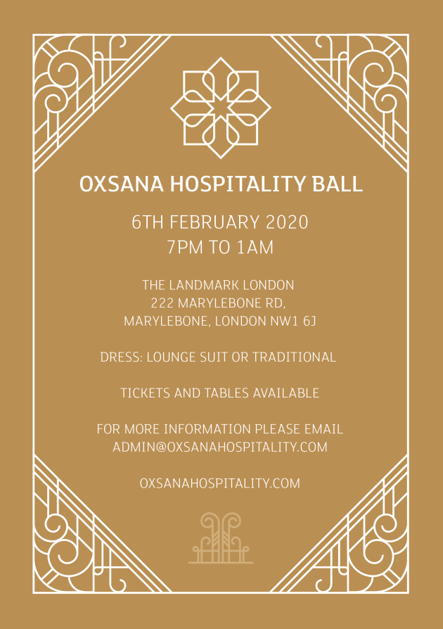 Buy tickets OXSANA Hospitality Ball The Landmark London, Thu 6 Feb