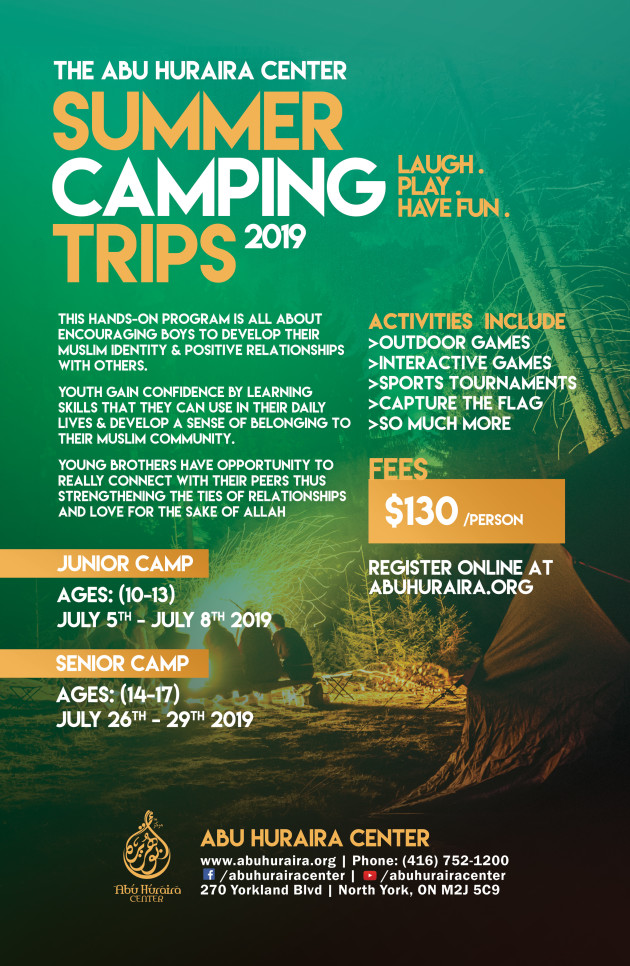Register For Summer Camping Trip At Abu Huraira Center Fri 26 Jul 2019 9 00 Am Mon 29 Jul 2019 7 30 Pm