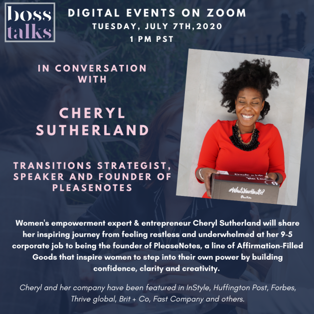 Buy tickets – Boss Talks Events Featuring Cheryl Sutherland – Zoom, Tue ...