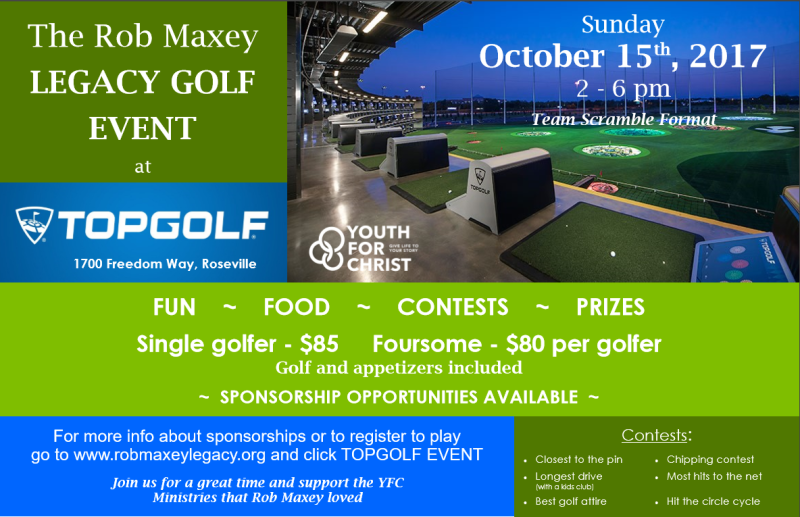 Buy Tickets For The Rob Maxey Legacy Top Golf Event At Top Golf 1700 Freedom Way Roseville Sun Oct 15 17 Buy Tickets For The Rob Maxey Legacy Top Golf Event At Top Golf 1700 Freedom Way Roseville Sun Oct 15 17