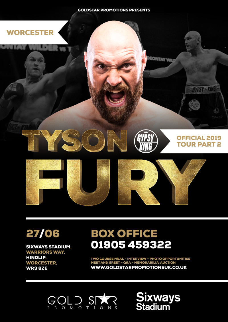 Buy tickets for Tyson Fury Worcester at Sixways Stadium, Thu 27 June 2019